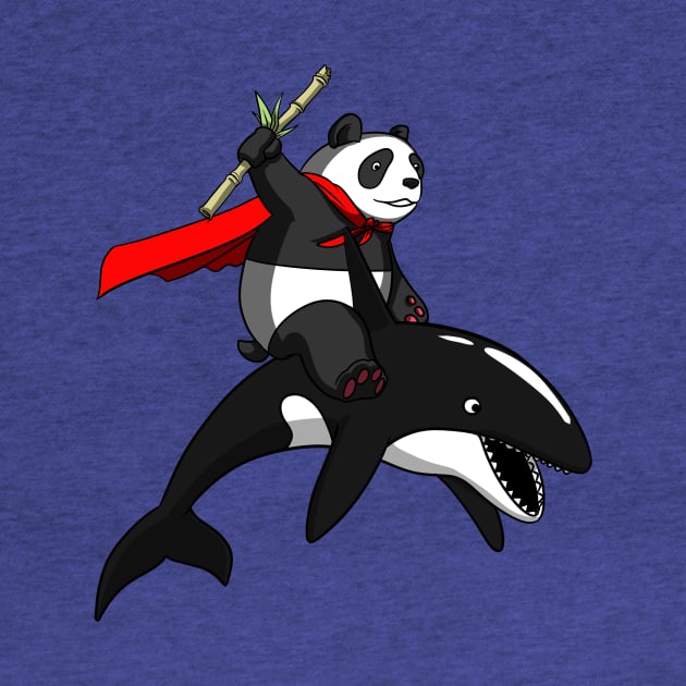 Panda Bear Riding Orca Whale by underheaven